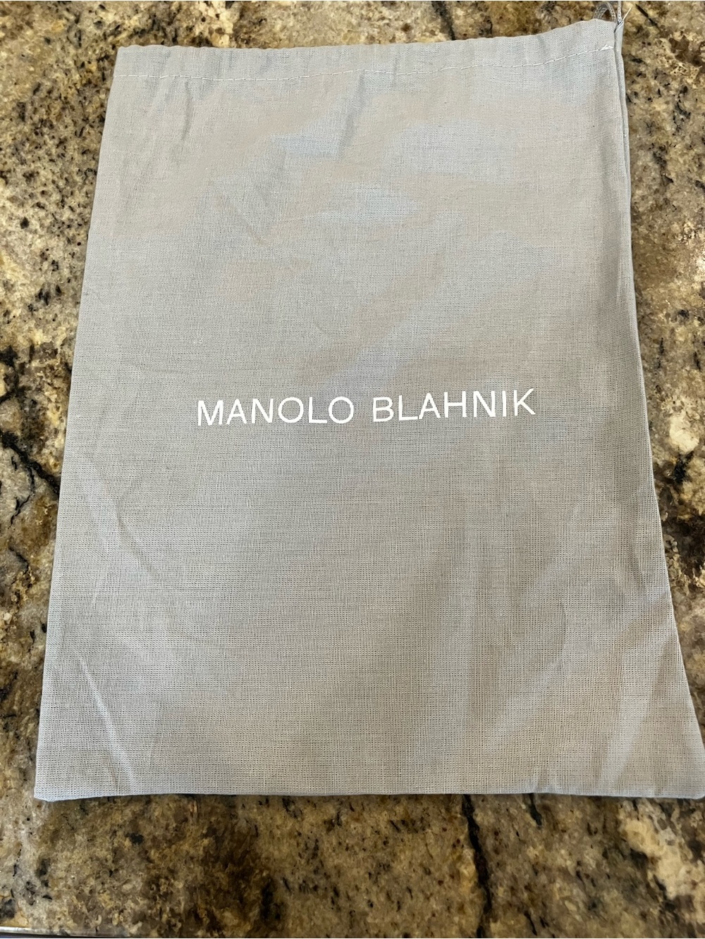Authentic Manolo Blahnik Gray Cotton Drawstring Dust Bag Shoe Storage Travel Bag